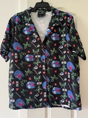 VITRIOL Anime Heartbroken Button Up Shirt Size Large Streetwear